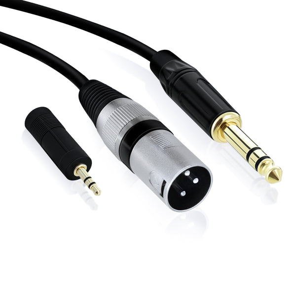 GearIT 1/4" (6.35mm) TRS to XLR Male Cable with 1/8" (3.5mm) Adapter - GearIT